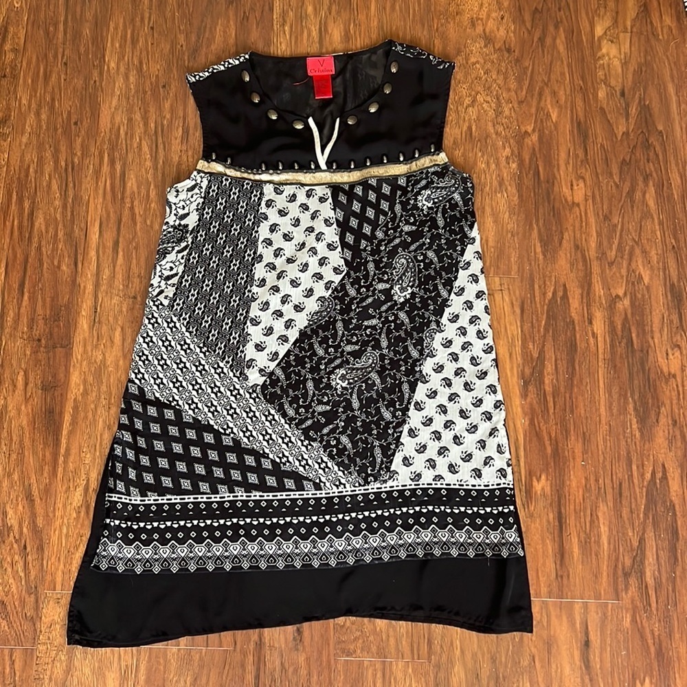 Black Print Sleeveless Tunic